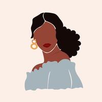 Faceless abstract boho african american woman vector