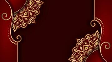 luxury red background with golden mandala ornament vector