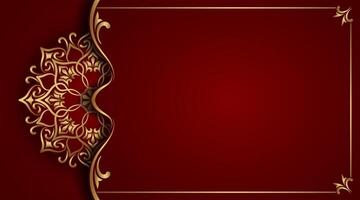 luxury red background with golden mandala ornament vector