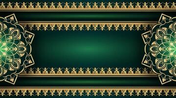 dark green background with gold mandala ornament vector