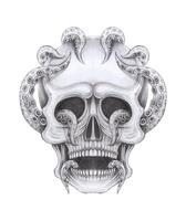 cráneo tatuaje surrealista Arte diseño por mano dibujo en papel vector