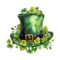 Green Hat Adorned with Clovers png