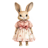 Easter Bunnies in Pink Dresses png