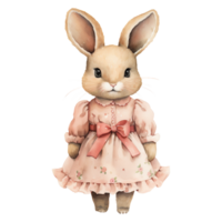 Easter Bunnies in Pink Dresses png