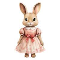 Easter Bunnies in Pink Dresses png