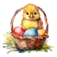 adorable polluelos en un primavera Pascua de Resurrección cesta png