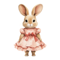 Easter Bunnies in Pink Dresses png