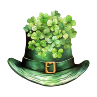 Green Hat Adorned with Clovers png