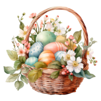 Colorful Easter Baskets Overflowing with Vibrant Eggs png