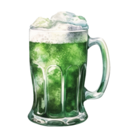 vert Bière des lunettes débordé avec mousseux mousse png