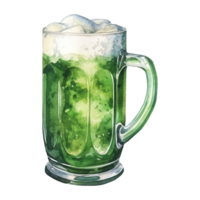 Grün Bier Brille überfüllt mit schaumig Schaum png