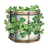 Festive Drum Decorated with Shamrock png