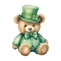 Adorable Teddy Bear Set in Green Hats and Bow Ties png