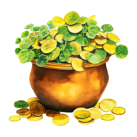 glanzend potten overlopend met kostbaar goud png