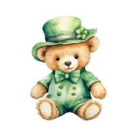 adorável Urso de pelúcia Urso conjunto dentro verde chapéus e arco laços png