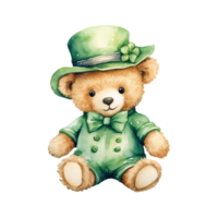 Adorable Teddy Bear Set in Green Hats and Bow Ties png