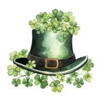 vert chapeau orné avec trèfles png