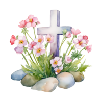 acuarela Pascua de Resurrección cruces png