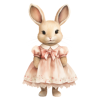 Easter Bunnies in Pink Dresses png