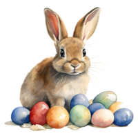 Watercolor Bunnies With Eggs. Perfect for Easter png