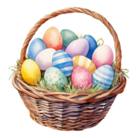 aguarela Páscoa cestas transbordante com colorida ovos png
