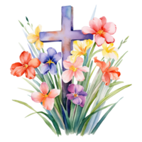 acuarela Pascua de Resurrección cruces png