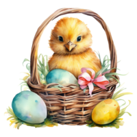 Adorable Chicks in a Springtime Easter Basket png