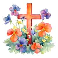 Watercolor Easter Crosses png