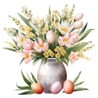 Colorful Tulips in a Classic Vase png