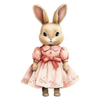 Easter Bunnies in Pink Dresses png