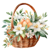 Colorful Easter Baskets Overflowing with Vibrant Eggs png