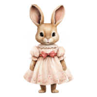 Easter Bunnies in Pink Dresses png