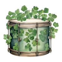 Festive Drum Decorated with Shamrock png