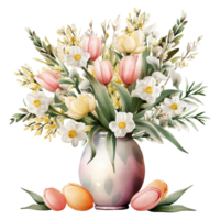 Colorful Tulips in a Classic Vase png