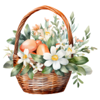 Colorful Easter Baskets Overflowing with Vibrant Eggs png