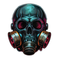 skull Head wearing a gas mask Illustration png