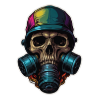 Detailed Illustration skull Head wearing a gas mask Sticker Art png
