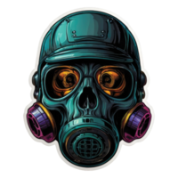 skalle huvud bär en gas mask illustration png