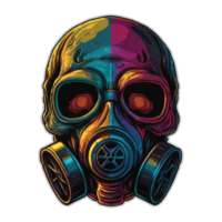 Skull wearing a gas mask illustration png