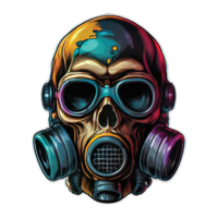 illustration of skull and gas mask png