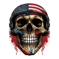 scary skull with the American flag png