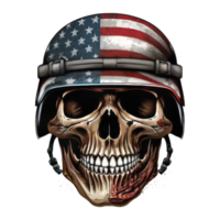 Skull with american flag in grunge style, independence day veterans day 4th of July and memorial day png