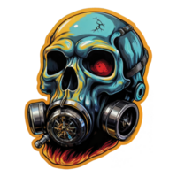 skull Head wearing a gas mask Illustration png