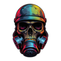 illustration of skull and gas mask png