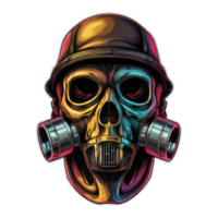 illustration of skull and gas mask png