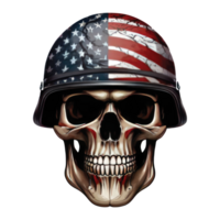 America Flag painted on a skull head Illustration. Made in the USA stamp, T-Shirt grunge graphics. American flag print png