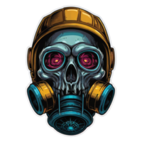 skull Head wearing a gas mask Illustration png