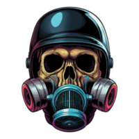A skull wearing a gas mask and goggles png