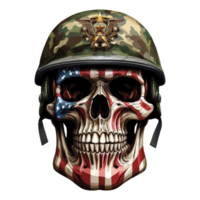 Skull with american flag in grunge style, independence day veterans day 4th of July and memorial day png