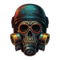 Skull wearing a gas mask illustration png